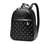 PPQIRU Sac à Dos à Rivets Sac à dos en cuir PU rivets for femmes, sac d'école de couleur unie for étudiants universitaires, main décontracté for(Black Bag)