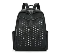 PPQIRU Sac à Dos à Rivets Sac à dos rivets Tendance Star for femme de voyage polyvalent(Black)