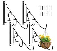 PPQIRU Supports Pour Paniers Suspendus 4 Pack Metal Plant Hanger 10 Heavy Duty Hanging Bracket Wall Mounted Planter Hooks for Flower Basket Plants Lantern Bird
