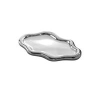 PPQIRU Vide-Poches Plat À Bibelots En Céramique, Plateau De Rangement Bijoux, Présentoir, Légère(Silver,L)