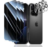 Pps-Verre Trempé Anti-Espion Pour Iphone 16 Pro, 3*Vitre Protection Ecran Protege Accessoire Et 3*Protection Camera Objectif Arriere Appareil Phot, Résistance Aux Rayures, Dureté 9h, Pas De Bulles