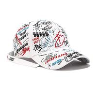 PPSTYLE Casquette de Baseball réglable Golf Hat Coton Trucker Cap Snapback Classique pour en Plein air Sportive Voyages Casquettes pour Homme Femme Casquette de baseball longue queue de graffiti blanc