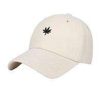 PPSTYLE Casquette de Baseball réglable Golf Hat Trucker Cap pour en Plein air Sportive Voyages Casquettes pour Homme Femme Chapeau de Soleil de Broderie d'érable Feuille d'été-Blanche