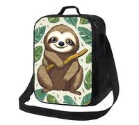PPTHSNVB Adorable sac à déjeuner avec motif paresseux pour femmes, hommes et adultes, sac fourre-tout isotherme, étanche, réutilisable, avec bandoulière réglable pour le travail, les voyages