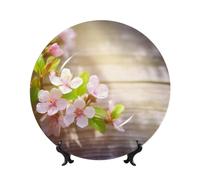 PPTHSNVB Assiette décorative en porcelaine anglaise de 20,3 cm, assiette décorative artisanale avec présentoir, assiette ronde en céramique à ressort et fleurs en céramique pour décoration de maison