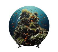 PPTHSNVB Assiette décorative en porcelaine anglaise de 25,4 cm, assiette décorative artisanale avec présentoir, assiette ronde en céramique pour la biodiversité, assiette en porcelaine pour la