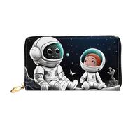 PPTHSNVB Beau portefeuille pour femme avec fermeture éclair et fermeture éclair - Motif coucher de soleil sur la plage, Astronaute et alien, Taille unique, Classique