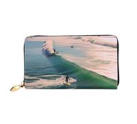 PPTHSNVB Beau portefeuille pour femme avec fermeture éclair et fermeture éclair - Motif coucher de soleil sur la plage, Beach Surf, Taille unique, Classique