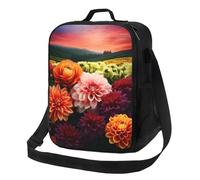 PPTHSNVB Beau sac à déjeuner à motif de fleurs pour femmes, hommes et adultes, sac fourre-tout isotherme, étanche, réutilisable, avec bandoulière réglable pour le travail, les voyages