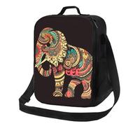 PPTHSNVB Beau sac à déjeuner éléphant pour femmes, hommes et adultes, sacs à déjeuner isothermes, étanches, réutilisables avec bandoulière réglable pour le travail, les voyages