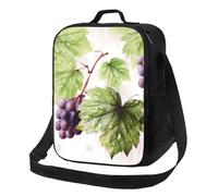 PPTHSNVB Beau sac à déjeuner en forme de feuilles de raisin pour femmes, hommes et adultes, sac fourre-tout isotherme, étanche, réutilisable, avec bandoulière réglable pour le travail, les voyages