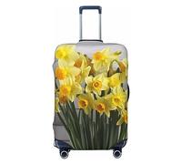 PPTHSNVB Bouquet de jonquilles housses de bagages pour valise, housse de protection élastique, anti-poussière, anti-rayures, épaisse, lavable, convient aux bagages de 45,7 à 81,3 cm, Noir , S