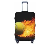 PPTHSNVB Burning Tennis Pictures Housse de bagage élastique pour valise Housse de protection anti-poussière anti-rayures épaisse lavable pour bagages de 45,7 à 81,3 cm, Noir , L