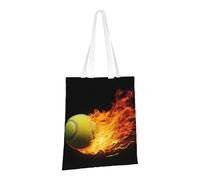 PPTHSNVB Burning Tennis Pictures Sac fourre-tout en toile réutilisable avec poignées pour femme