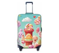 PPTHSNVB Candy Happy - Housse de bagage élastique pour valise, protection contre la poussière, anti-rayures, épaisse, lavable, convient aux bagages de 45,7 à 81,3 cm, Noir , L