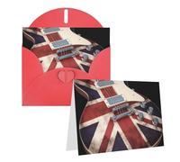 PPTHSNVB Cartes de vœux avec enveloppe vierge - Motif guitare - Drapeau britannique - Carte de remerciement amusante - 10,2 x 15,2 cm - Carte d'anniversaire vierge pour mariage, enseignants