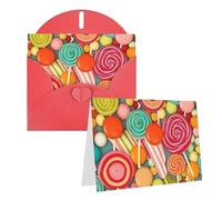 PPTHSNVB Cartes de vœux avec enveloppe vierge, motif sucettes, carte de remerciement amusante 10,2 x 15,2 cm, carte d'anniversaire pour mariage, enseignants, Saint-Valentin, fêtes