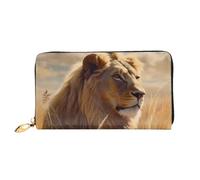 PPTHSNVB Casques de chantier Portefeuille pour femme Grande capacité Porte-cartes de crédit Fermeture éclair Pochette de téléphone Sac à main de voyage pour femme, Lion des Prairies, Taille unique