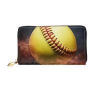 PPTHSNVB Cherry Fruit Portefeuille pour femme Grande capacité Porte-cartes de crédit Fermeture Éclair Pochette de voyage pour femme, Softball, Taille unique, Classique
