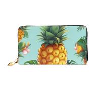 PPTHSNVB Cherry Fruit Portefeuille pour femme Grande capacité Porte-cartes de crédit Fermeture Éclair Pochette de voyage pour femme, Ananas tropical., Taille unique, Classique