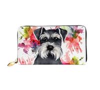 PPTHSNVB Cherry Fruit Portefeuille pour femme Grande capacité Porte-cartes de crédit Fermeture Éclair Pochette de voyage pour femme, Schnauzer, Taille unique, Classique