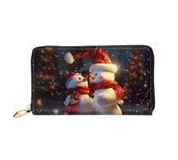 PPTHSNVB Coconut Palm Beach Portefeuille pour femme Grande capacité Porte-cartes de crédit Fermeture Éclair Pochette de voyage pour femme, Bonhommes de neige de Noël, Taille unique, Classique