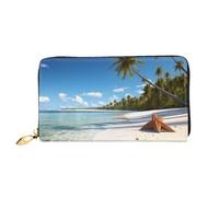 PPTHSNVB Coconut Palm Beach Portefeuille pour femme Grande capacité Porte-cartes de crédit Fermeture Éclair Pochette de voyage pour femme, Coconut Palm Beach, Taille unique, Classique
