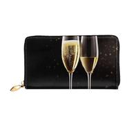 PPTHSNVB Coconut Palm Beach Portefeuille pour femme Grande capacité Porte-cartes de crédit Fermeture Éclair Pochette de voyage pour femme, Verre à champagne, One Size, Classique