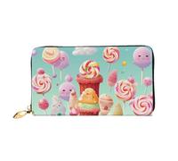 PPTHSNVB Coconut Palm Beach Portefeuille pour femme Grande capacité Porte-cartes de crédit Fermeture Éclair Pochette de voyage pour femme, Bonbons heureux, Taille unique, Classique