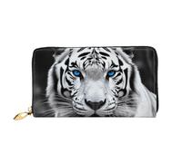 PPTHSNVB Colorful Candy Portefeuille pour femme Grande capacité Porte-cartes de crédit Fermeture Éclair Pochette de voyage pour femme, Tigre aux yeux bleus, Taille unique, Classique