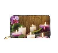 PPTHSNVB Colorful Candy Portefeuille pour femme Grande capacité Porte-cartes de crédit Fermeture Éclair Pochette de voyage pour femme, Bougies et orchidées, Taille unique, Classique