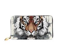 PPTHSNVB Crazy Polka Dots Portefeuille pour femme Grande capacité Porte-cartes de crédit Fermeture Éclair Pochette de voyage pour femme, Tigre Doodle Noir et Blanc, Taille unique, Classique