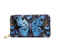 PPTHSNVB Crazy Polka Dots Portefeuille pour femme Grande capacité Porte-cartes de crédit Fermeture Éclair Pochette de voyage pour femme, Papillon Bleu, Taille unique, Classique