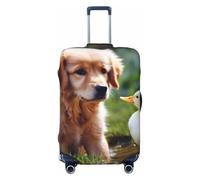 PPTHSNVB Dog and a Duck Housse de bagage élastique pour valise, housse de protection anti-poussière et anti-rayures épaisse lavable pour bagages de 45,7 à 81,3 cm, Noir , XL