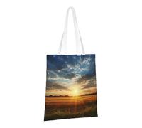 PPTHSNVB Field Sunrise Sac fourre-tout en toile réutilisable avec poignées pour femme