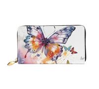 PPTHSNVB Fireflies Portefeuille pour femme Grande capacité Porte-cartes de crédit Fermeture Éclair Pochette de voyage pour femme, Papillon aquarelle., Taille unique, Classique