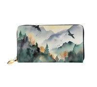 PPTHSNVB Fireflies Portefeuille pour femme Grande capacité Porte-cartes de crédit Fermeture Éclair Pochette de voyage pour femme, Aquarelle oiseaux de montagne, Taille unique, Classique
