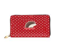 PPTHSNVB Fireflies Portefeuille pour femme Grande capacité Porte-cartes de crédit Fermeture Éclair Pochette de voyage pour femme, Hérisson rouge à pois, Taille unique, Classique