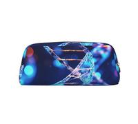 PPTHSNVB Genetic Helix Trousse à crayons avec fermeture éclair Grande capacité en cuir Trousse de maquillage portable pour homme et femme, doré, Taille unique, Imprimé