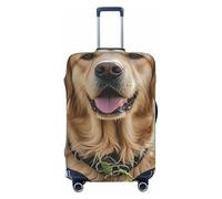 PPTHSNVB Golden Retriever - Housse de bagage élastique pour valise, housse de protection anti-poussière et anti-rayures épaisse, lavable, convient aux bagages de 45,7 à 81,3 cm, Noir , L