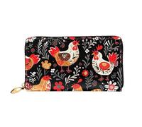 PPTHSNVB Golden Retriever Portefeuille pour femme Grande capacité Porte-cartes de crédit Fermeture Éclair Pochette de voyage pour femme, Adorables poules coqs, Taille unique, Classique
