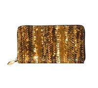 PPTHSNVB Golden Retriever Portefeuille pour femme Grande capacité Porte-cartes de crédit Fermeture Éclair Pochette de voyage pour femme, Paillettes dorées, One Size, Classique