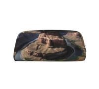 PPTHSNVB Grand Canyon Arizona Trousse à crayons avec fermeture éclair Grande capacité en cuir Trousse de maquillage portable pour homme et femme, Argenté., Taille unique, Imprimé