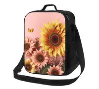 PPTHSNVB Grand sac à déjeuner avec motif de tournesol pour femmes, hommes et adultes, sac fourre-tout isotherme, étanche, réutilisable, avec bandoulière réglable pour le travail, les voyages