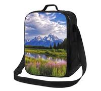 PPTHSNVB Grand Teton - Sac à déjeuner isotherme pour femme et homme adulte - Sac fourre-tout isotherme étanche réutilisable avec bandoulière réglable pour le travail et les voyages