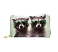 PPTHSNVB Green Frog Portefeuille pour femme Grande capacité Porte-cartes de crédit Fermeture Éclair Pochette de voyage pour femme, Lunettes de soleil drôles vert raton laveur, Taille unique, Classique
