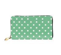 PPTHSNVB Helm of Awe Portefeuille pour femme Grande capacité Porte-cartes de crédit Fermeture Éclair Pochette de voyage pour femme, Motif à pois Vert, Taille unique, Classique