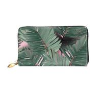 PPTHSNVB Helm of Awe Portefeuille pour femme Grande capacité Porte-cartes de crédit Fermeture Éclair Pochette de voyage pour femme, Feuilles de palmier vertes, Taille unique, Classique