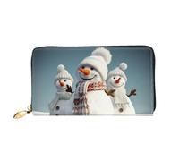 PPTHSNVB Hot Air Balloon Portefeuille pour femme Grande capacité Porte-cartes de crédit Fermeture Éclair Pochette de téléphone Sac à main de voyage pour femme, Bonhomme de neige heureux., Taille
