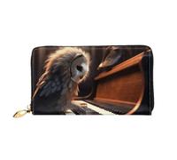 PPTHSNVB Hot Air Balloon Portefeuille pour femme Grande capacité Porte-cartes de crédit Fermeture Éclair Pochette de téléphone Sac à main de voyage pour femme, Hibou joue du piano, Taille unique